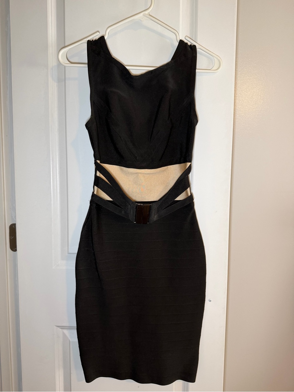 Black Bandage Sheath Dress with Belt